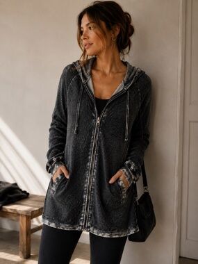 Mono B Charcoal Zip-Up Hoodie